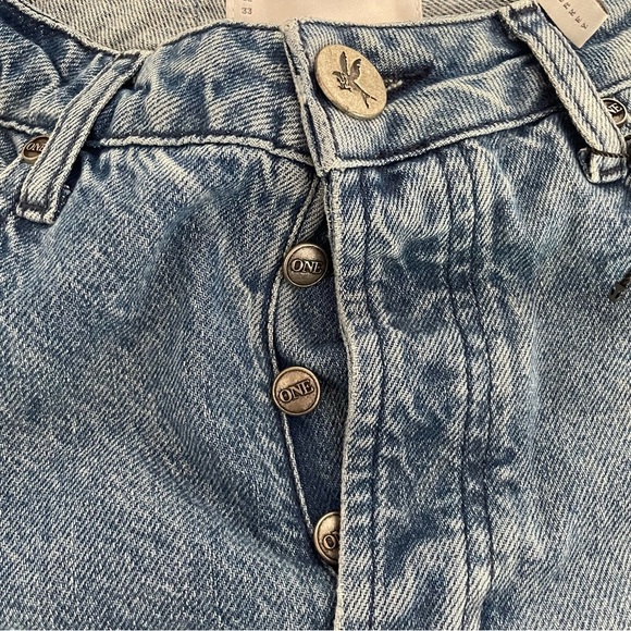 New! One teaspoon Blue Truckers Mid Waist Straight Leg Denim Jeans 37694 - Picture 8 of 14